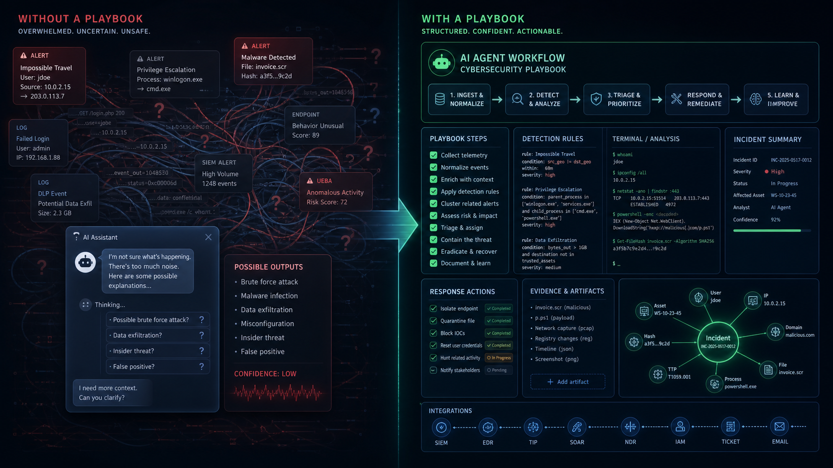 Generic chatbot vs structured security playbook
